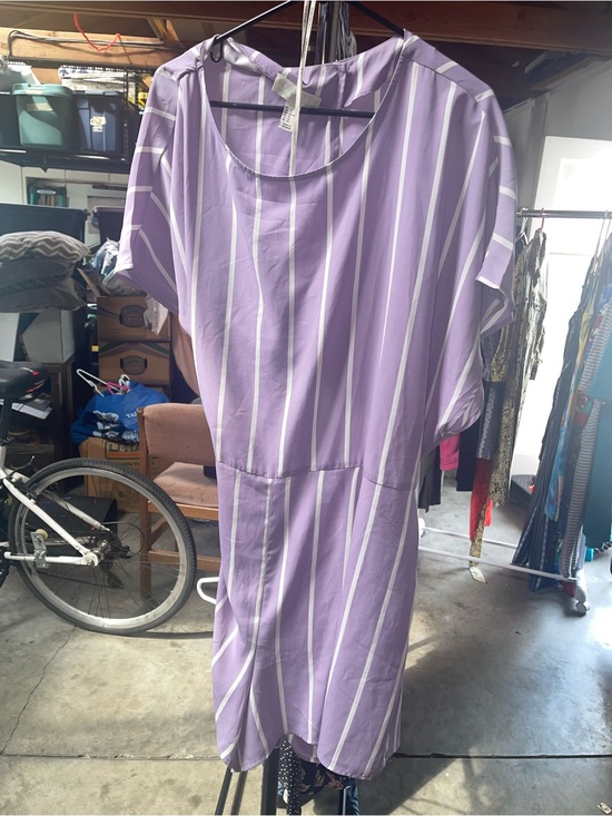 Forever 21 Pants - Lavender Striped Short Sleeve Romper